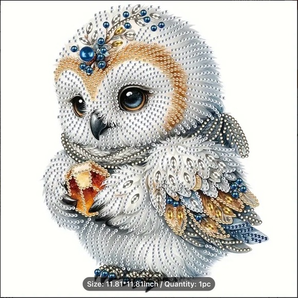 NWT DIAMOND ART BABY SNOW OWL SIZE 11.8” x 11.8”. GREAT GIFT IDEA - Picture 1 of 3